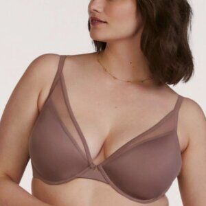 ThirdLove Classic Contour Plunge Bra 32D1/2 Underwire Lined T Shirt mauve